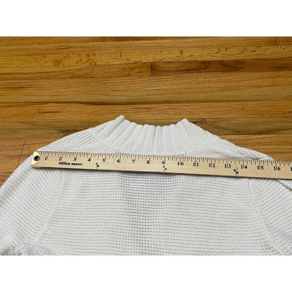 Lauren Ralph Lauren Women's S White Sweater Cotton Pullover Textured Knit Toggle - Picture 10 of 11